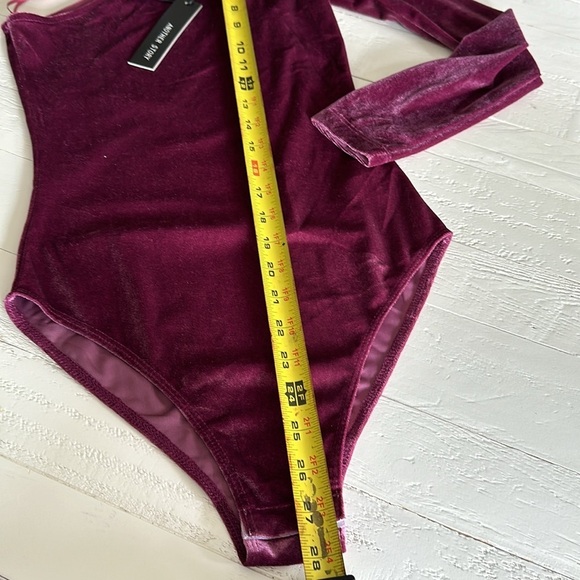 Another story velvet ruched side arm body suit high stretch XS - Picture 4 of 6